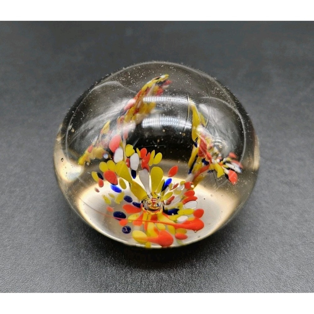 Vintage Hand Blown Art Glass Paperweight Trumpet Flower